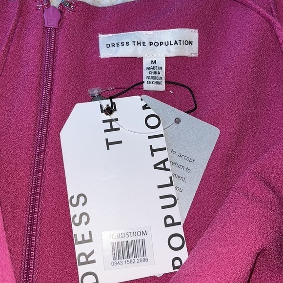 Dress the Population Mira Ruffle Hem Hibiscus Pink Dress Medium - Picture 11 of 13